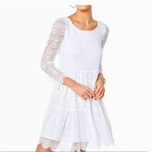 Lilly Pulitzer Geanna Dress in Resort White Scalloped She’ll Lace Sz M NWT